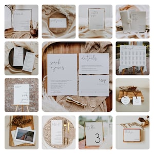 Wedding Bundle, Minimalist Wedding Invitation Set, Printable Wedding Template Bundle, Large Wedding Kit, Modern Wedding Suite | SARAH