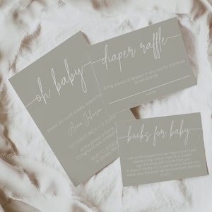 Minimalist Baby Shower Invitation Set Template, Gender Neutral Baby Shower Invitation Suite, Oh Baby Invite, Modern Baby Shower, Boho | IVY