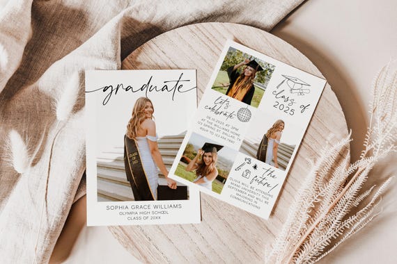 Graduation Announcement Card, Graduation Party Invitation Template, Senior Graduation Invite, Editable Photo Graduation Invitation | LAURA