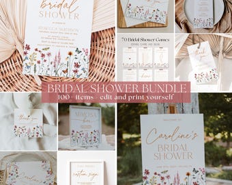 Wildflower Bridal Shower Invitation Bundle, Love in Bloom Spring Party Games (Digital Download) | SOPHIE