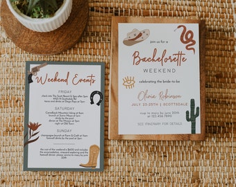 Wild West Bachelorette Invitation Template, Scottsdale Weekend Itinerary (Digital Download)