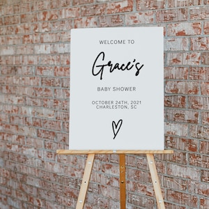 Modern Baby Shower Welcome Sign Template, Minimal Baby Shower Sign, Baby Shower Poster, Gender Neutral Baby Shower Welcome Poster | GRACE