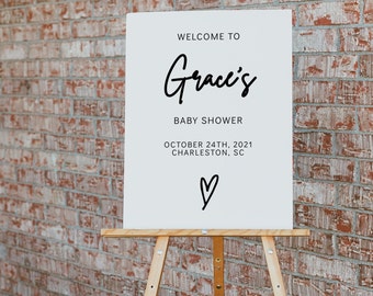 Modern Minimalist Baby Shower Welcome Sign, Gender Neutral (Digital Download)