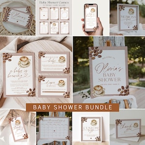 A Baby is Brewing Baby Shower Invitation Bundle, Coffee Baby Shower Bundle Template, Gender Neutral Baby Shower Decorations | COFFEE