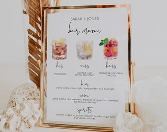 Signature Drinks Sign Template, Editable Bar Menu Sign, Printable Signature Cocktails Sign, Wedding Bar Menu, Let's Drink Sign | SARAH