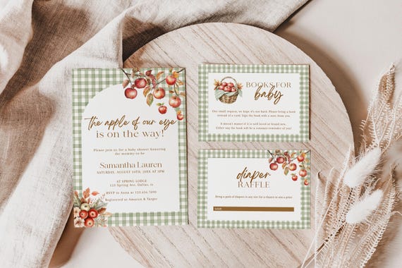 The Apple of Our Eye Baby Shower Invitation Template Set, Autumn Apple Baby Shower Invitation, Fall Baby Shower Invite | GALA