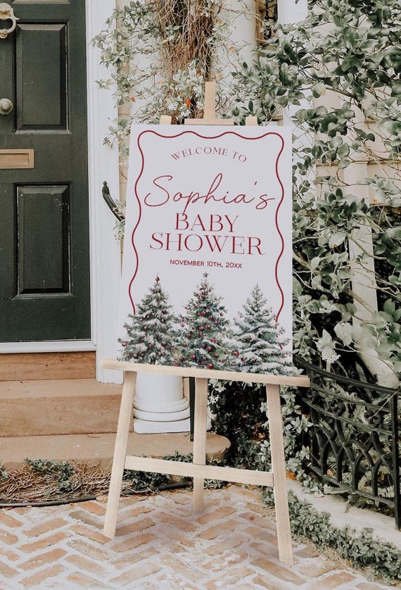 Christmas Baby Shower Welcome Sign, Merry Little Baby Shower Welcome Poster, Winter Welcome Sign, Holiday Baby Shower Sign | MARY