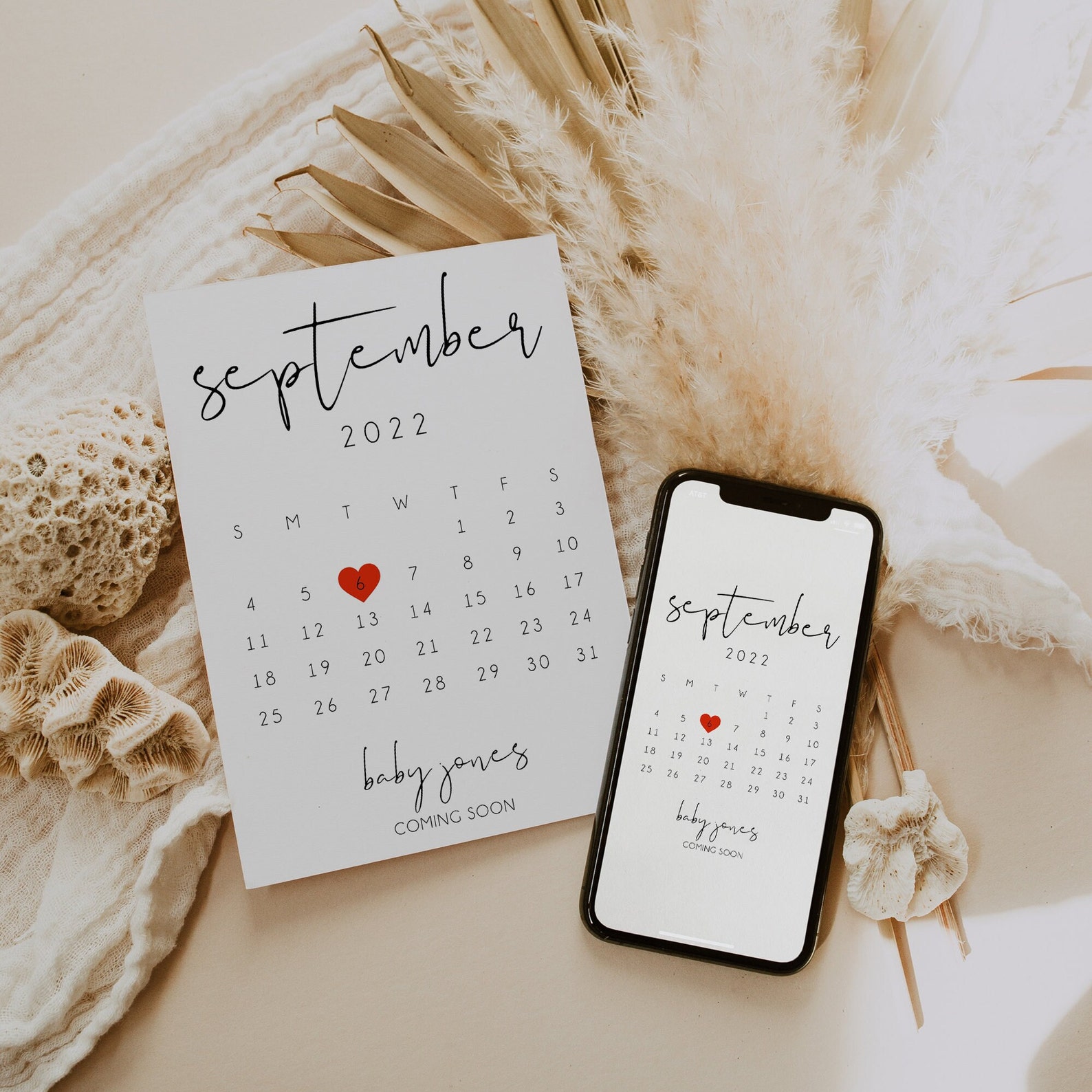 Pregnancy Announcement Calendar Template Photo Baby Etsy