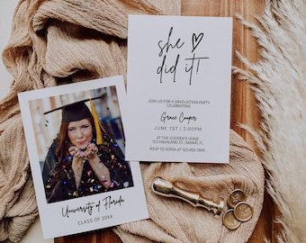 Modern Photo Graduation Invitation Template (Digital Download)