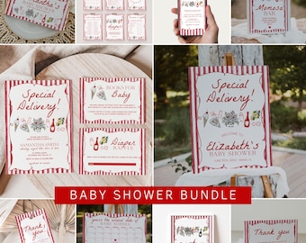 Special Delivery Baby Shower Bundle Template, Slice Slice Baby Shower Invitation, Italian Baby Shower Decorations | PIZZA