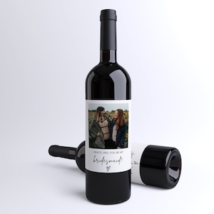 Plantilla de etiqueta de vino de propuesta de dama de honor, ¿Serás mi dama de honor?, Etiqueta de vino con foto, Etiqueta de vino de dama de honor personalizada, Dama de honor / GRACIA
