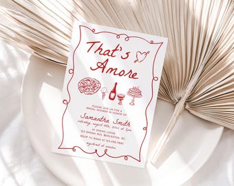 That's Amore Bridal Shower Invitation Template, Italian Bridal Shower Invite, Whimsical Hand Drawn Bridal Shower Invitation | ITALY