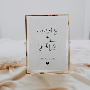 Cards and Gifts Sign Template, Minimalist Wedding Reception Cards and Gifts Sign, Tabletop Cards & Gifts Sign, Baby Shower Gift Sign | SARAH