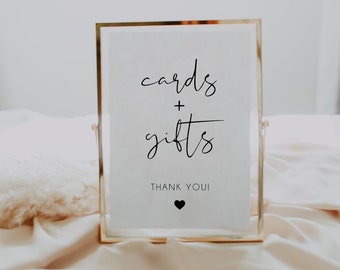 Modèle de signe de cartes et de cadeaux, signe minimaliste de cartes et de cadeaux de réception de mariage, signe de cartes et de cadeaux de table, signe de cadeau de douche de bébé | SARAH