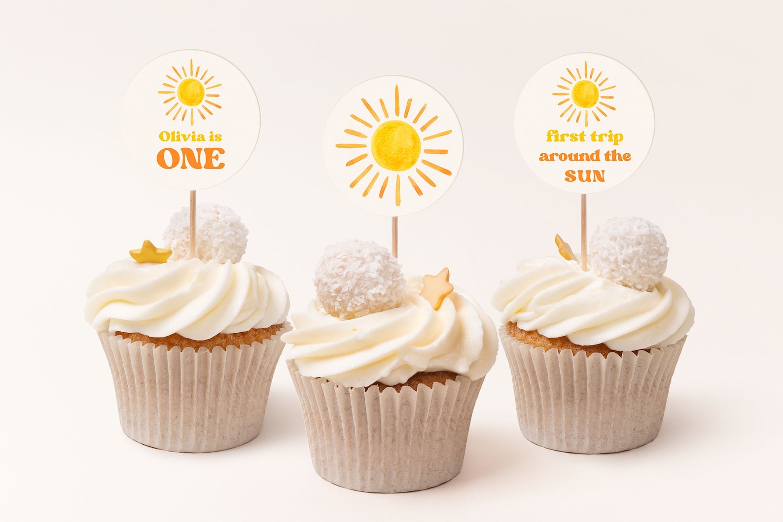 Sun Birthday Cupcake Toppers Template First Trip Around the Etsy
