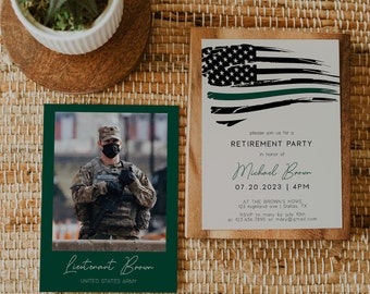Military Retirement Invitation Template, American Flag (Digital Download)