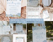 Something Blue Bridal Shower Invitation Bundle, Blue Floral Bridal Shower Invitation and Games Bundle, Hydrangea Bridal Shower Games | MEL