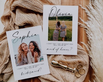 Bridesmaid Proposal Photo Card Template, Will You Be My Bridesmaid, Maid of Honor Proposal, Bridesmaid Card Template, Photo Proposal | ELLA