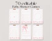 70 Baby Shower Games, Pink Bow Baby Shower Game Bundle, Pink Coquette Baby Shower Bundle, Baby Party Games, Pastel Pink Baby Games | BOW