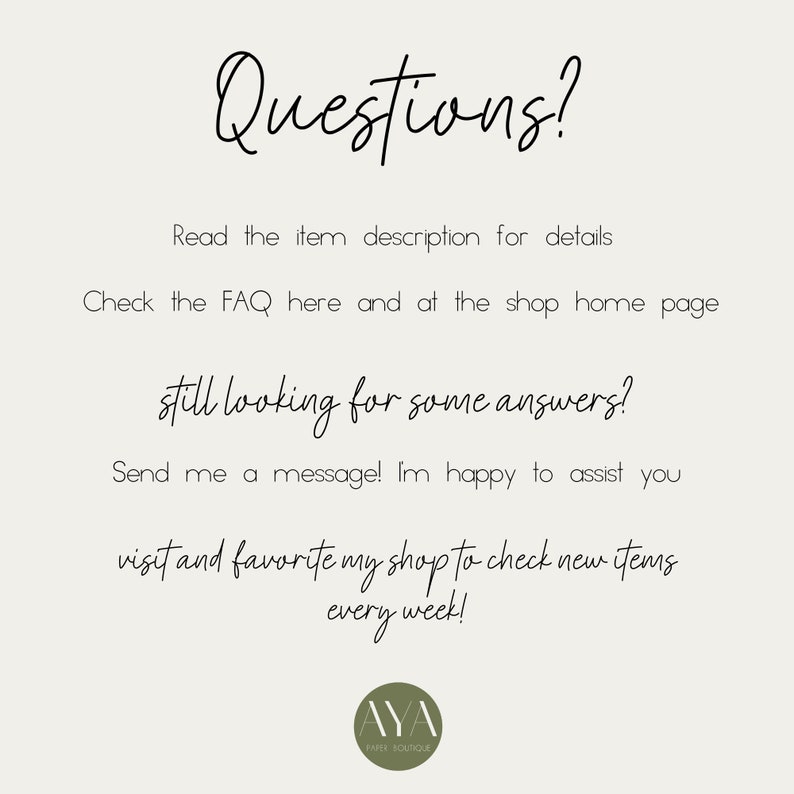 May include: Questions? Read the item description for details. Check the FAQ here and at the shop home page. Still looking for some answers? Send me a message! I'm happy to assist you. Visit and favourite my shop to check new items every week! AYA PAPER BOUTIQUE