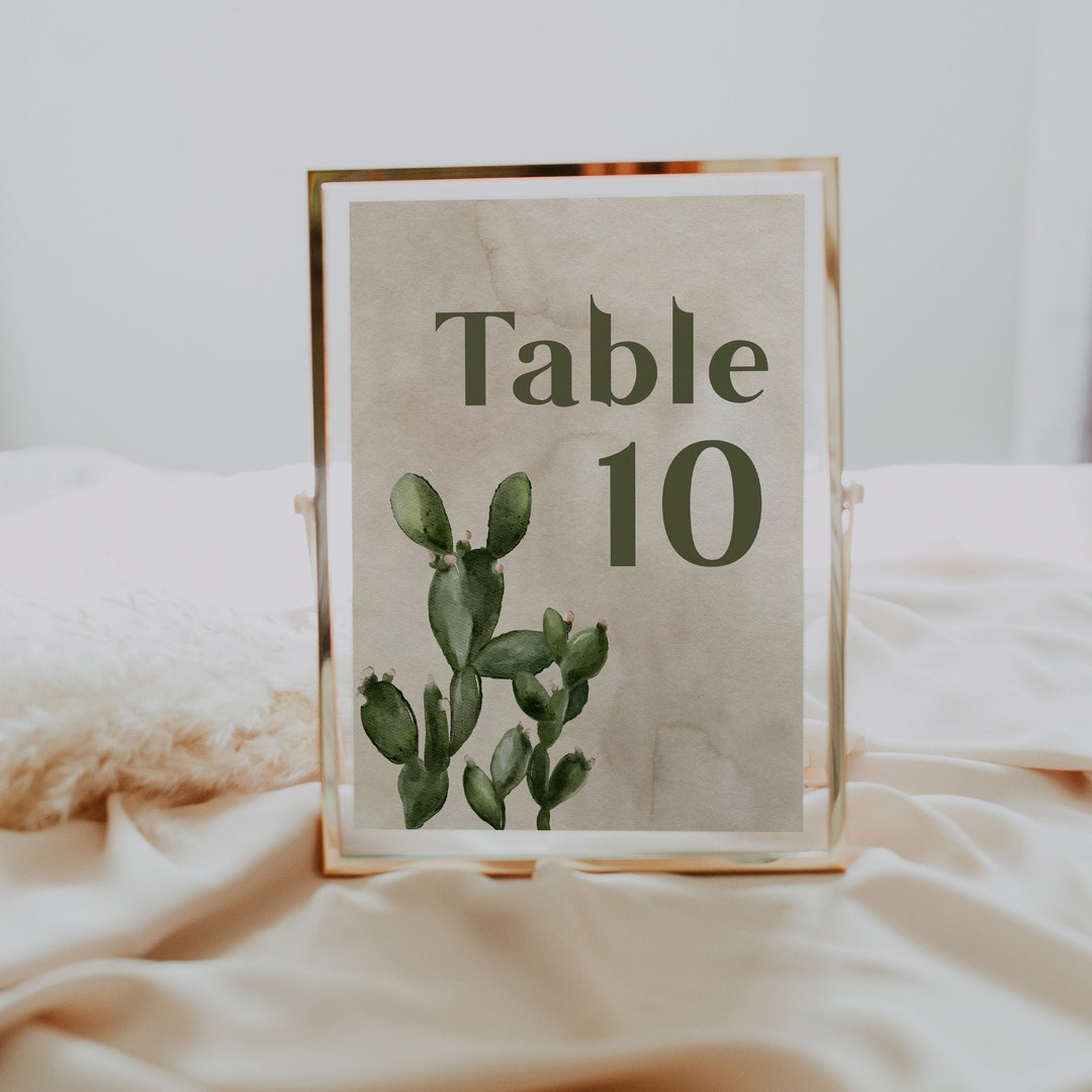 Cactus Wedding Table Numbers Template, Succulent Wedding Signs ...