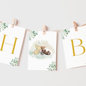 Classic Winnie the Pooh Birthday Banner Template, Editable Banner, Pooh 1st Birthday Decorations, Neutral Happy Birthday Banner | POOH