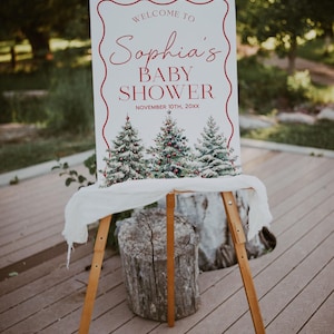 Christmas Baby Shower Welcome Sign, Merry Little Baby Shower Welcome Poster, Winter Welcome Sign, Holiday Baby Shower Sign | MARY image 4