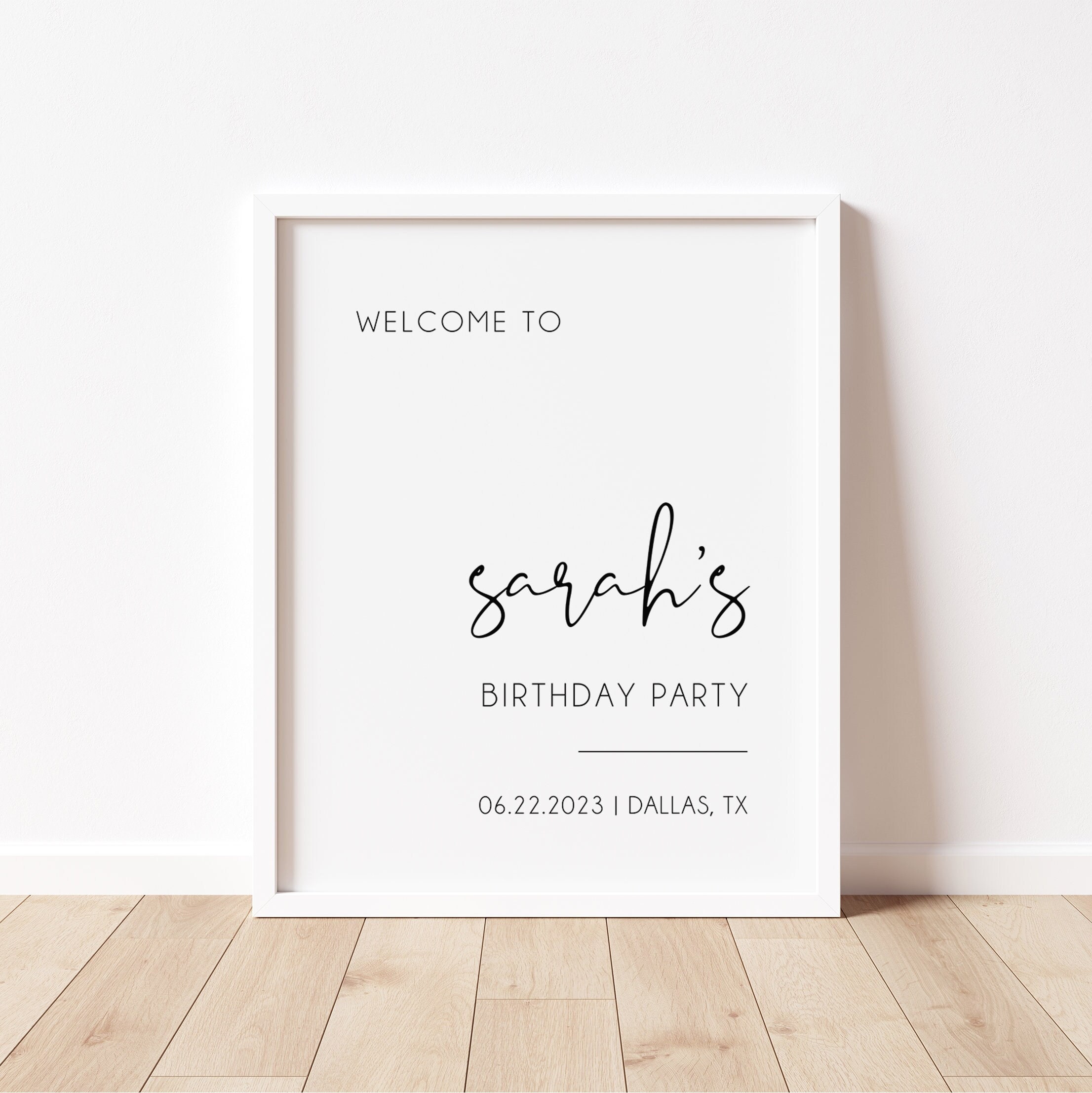 Birthday Party Welcome Sign Template Minimalist Birthday Etsy