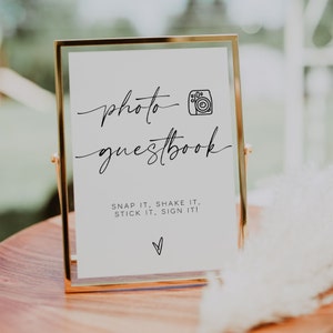 Photo GuestBook Sign Template, Minimalist Wedding Photo Guestbook Sign, Printable Photo Guestbook Table Sign, Photo Wedding Sign | LAURA