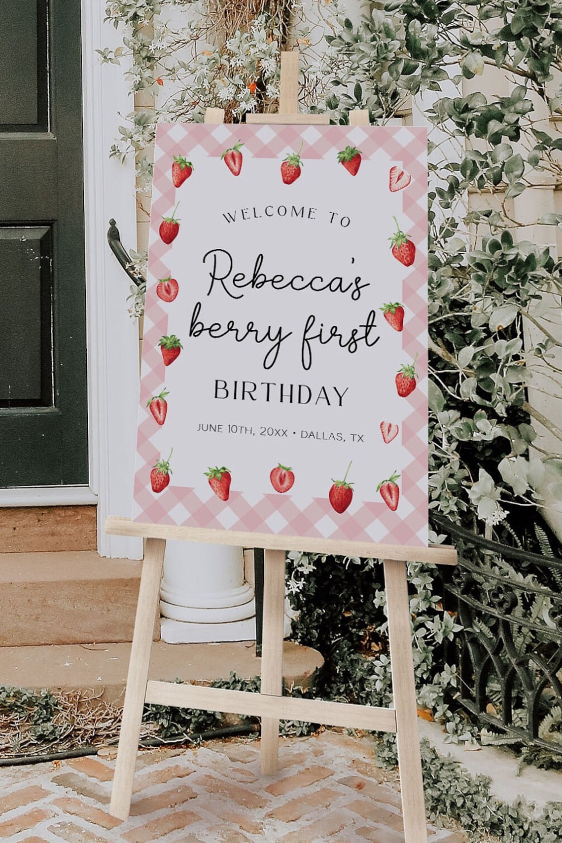 Strawberry First Birthday Welcome Sign, Berry First Birthday Welcome ...