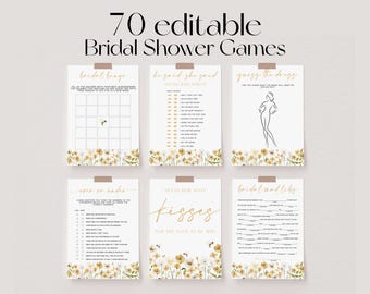 Bride to Bee Bridal Shower Games Bundle, Wildflower Bridal Shower Games, Spring Floral Wedding Shower Games, Editable Bridal Party Game |BEE