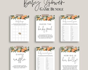 Orange Baby Shower Game Bundle, Editable Citrus Theme (Digital Download)