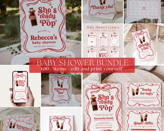 Ready to Pop Baby Shower Bundle, Soda Baby Shower Invitation Template | ELLA