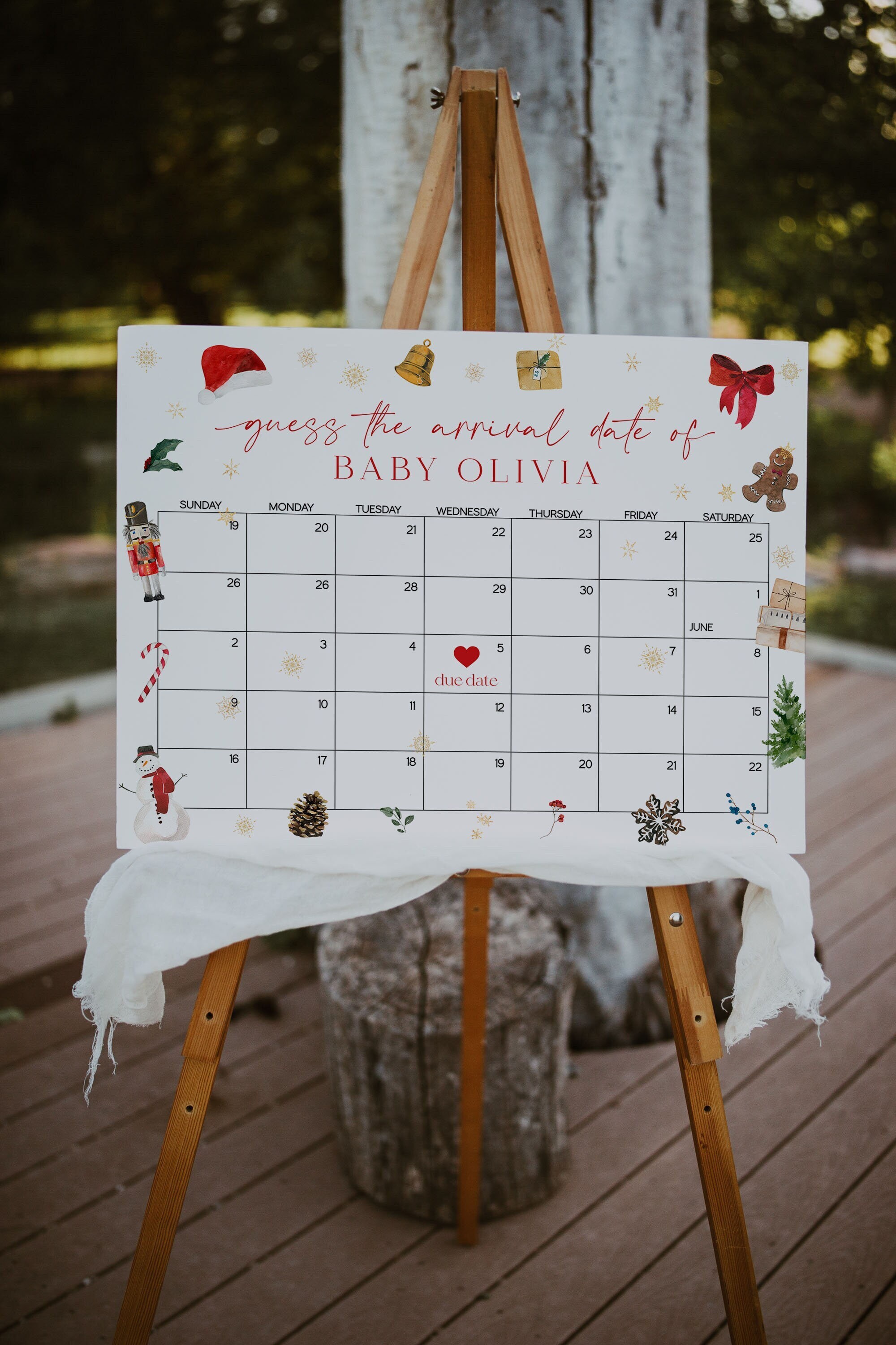 Santa Baby Shower Guess the Due Date Calendar Sign Template, Christmas Baby  Due Date Sign, Guess the Birthday Baby Shower Game SANTA - Etsy