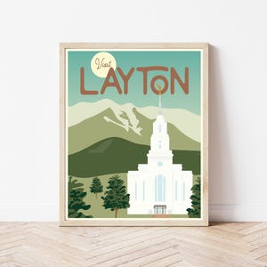 Layton Temple Print - Vintage Travel Poster - LDS Art
