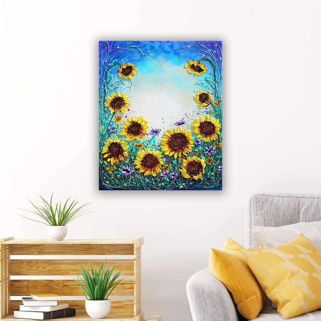 Sunflower Impasto Painting | Textured Floral Art, Home Decor - Etsy