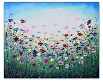 Floral Impasto Painting: Textured Wildflower Meadow Art