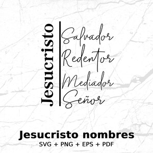Nombres de Jesucristo en PNG, gráficos vectoriales, Jesucristo para Arte de Pared, Camisetas, Sublimación, POD (Impresión bajo Demanda).