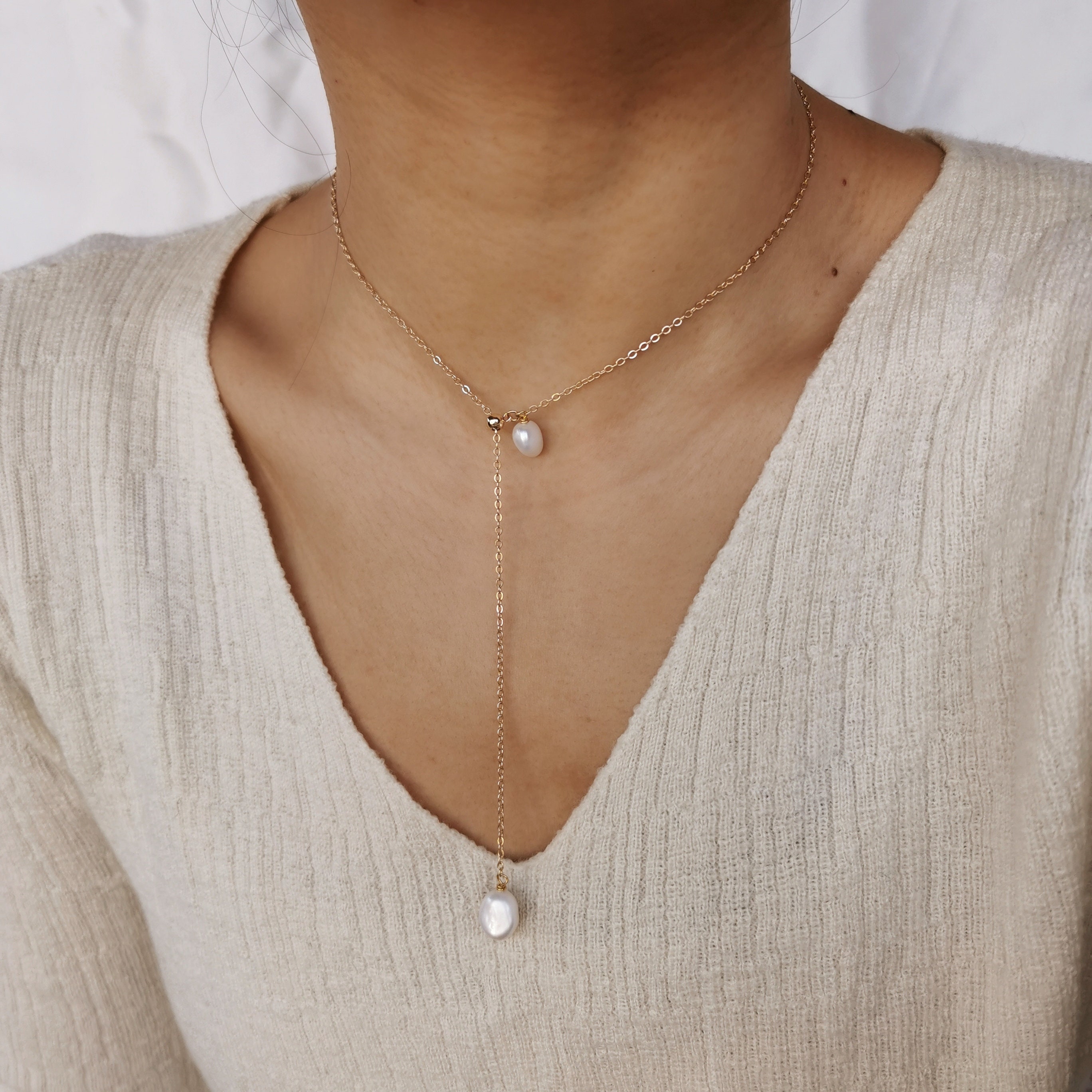 Baroque Pearl Drop Pendant Necklace, 14k Gold-filled or