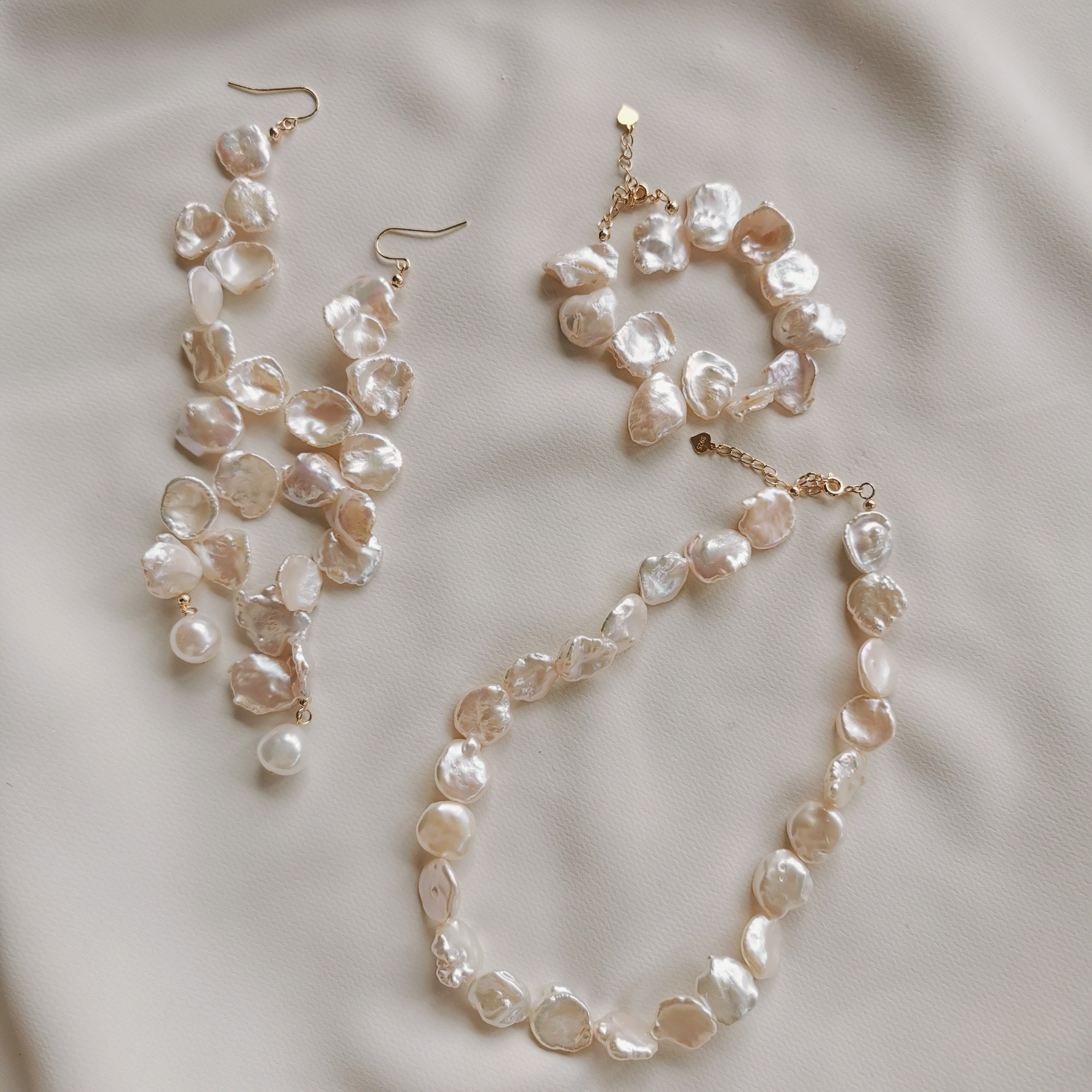 Extra Long Drop Petal Shaped Freshwater Keshi Baroque Pearl