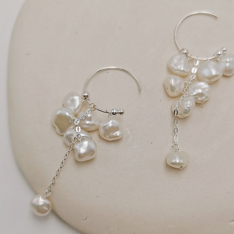 Emery, Pearl Earrings, Pearl Jewellery, Dangle Earrings, Pearl Drop Earrings, Pearl Hook Earrings, Bohemian Jewellery, Freshwater Pearls image 3