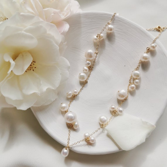 White and Gray Cultured Freshwater Pearl Cluster Earrings 14k Gold-plated Silver White and Gray Cultured Freshwater Pearl Cluster Earrings 14k Gold-plated Silver