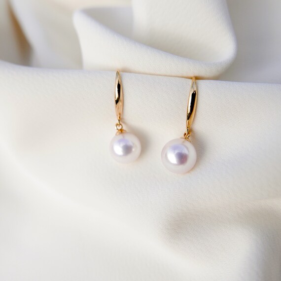 Akoya Pearl Earrings 18k Solid Gold 