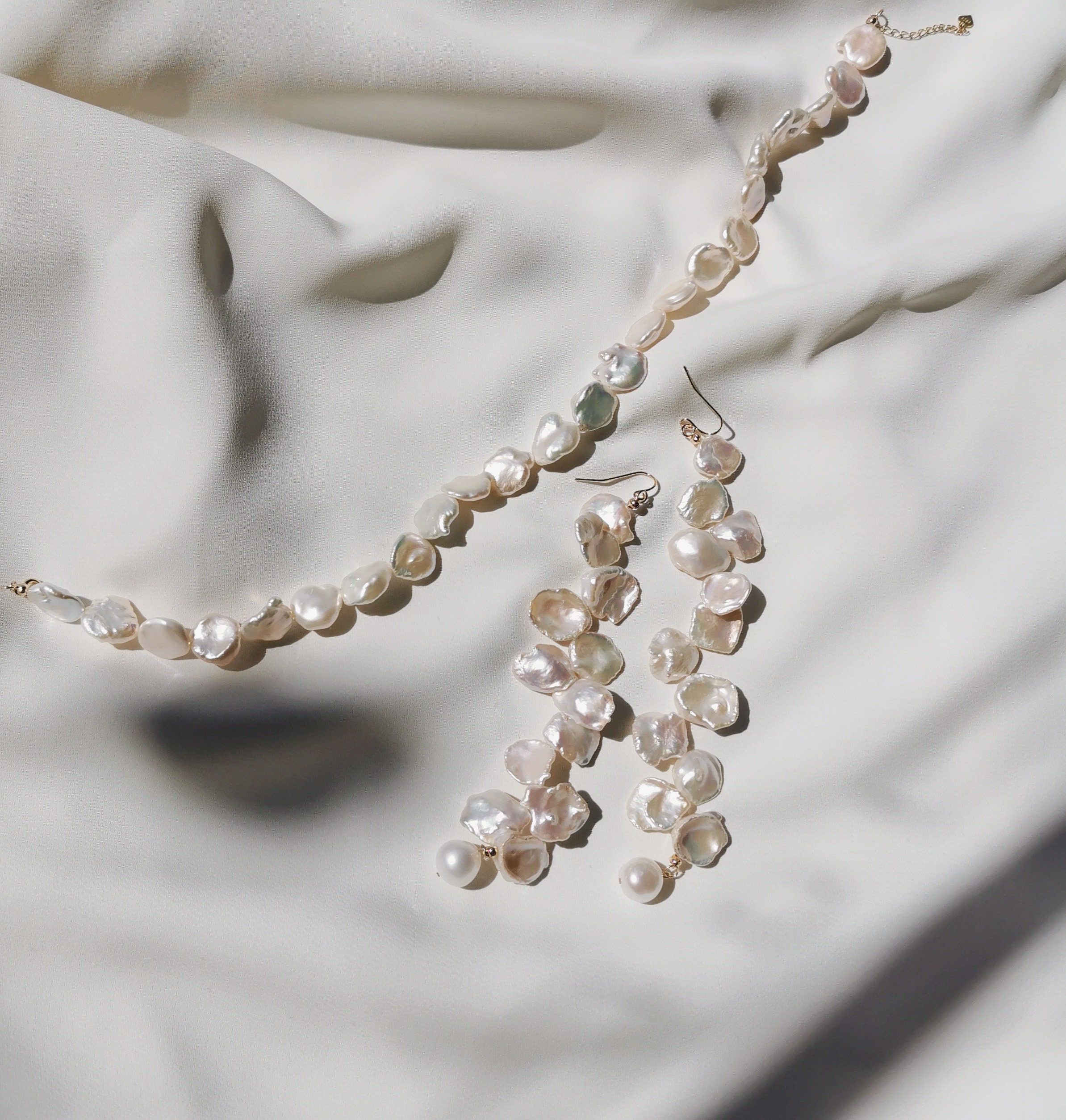 Extra Long Drop Petal Shaped Freshwater Keshi Baroque Pearl