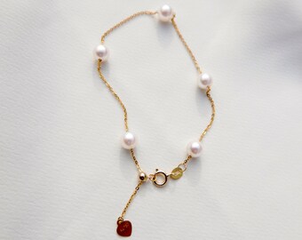 Pearl Bracelet, 18k, 14k Gold, Akoya Saltwater Pearl, Gold Pearl Bracelet, Wedding Bracelet, Solid Gold Bracelet, Japanese Akoya, Amilia