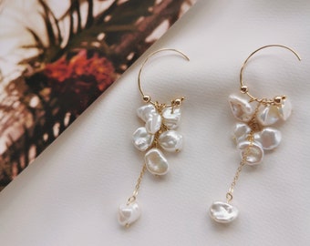 Emery, Pearl Earrings, Pearl Jewellery, Dangle Earrings, Pearl Drop Earrings, Pearl Hook Earrings, Bohemian Jewellery, Freshwater Pearls