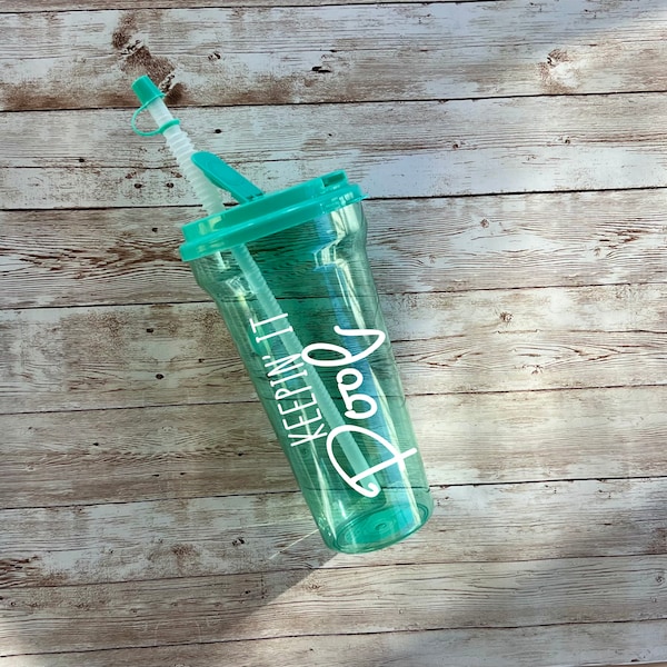 Keepin' it Pool Straw Cup, Summer Cup, Tumbler with Straw, Pool Tumbler, Summer Tumbler, Plastic Pool Cup, Bachelorette Cup, Birthday Cup