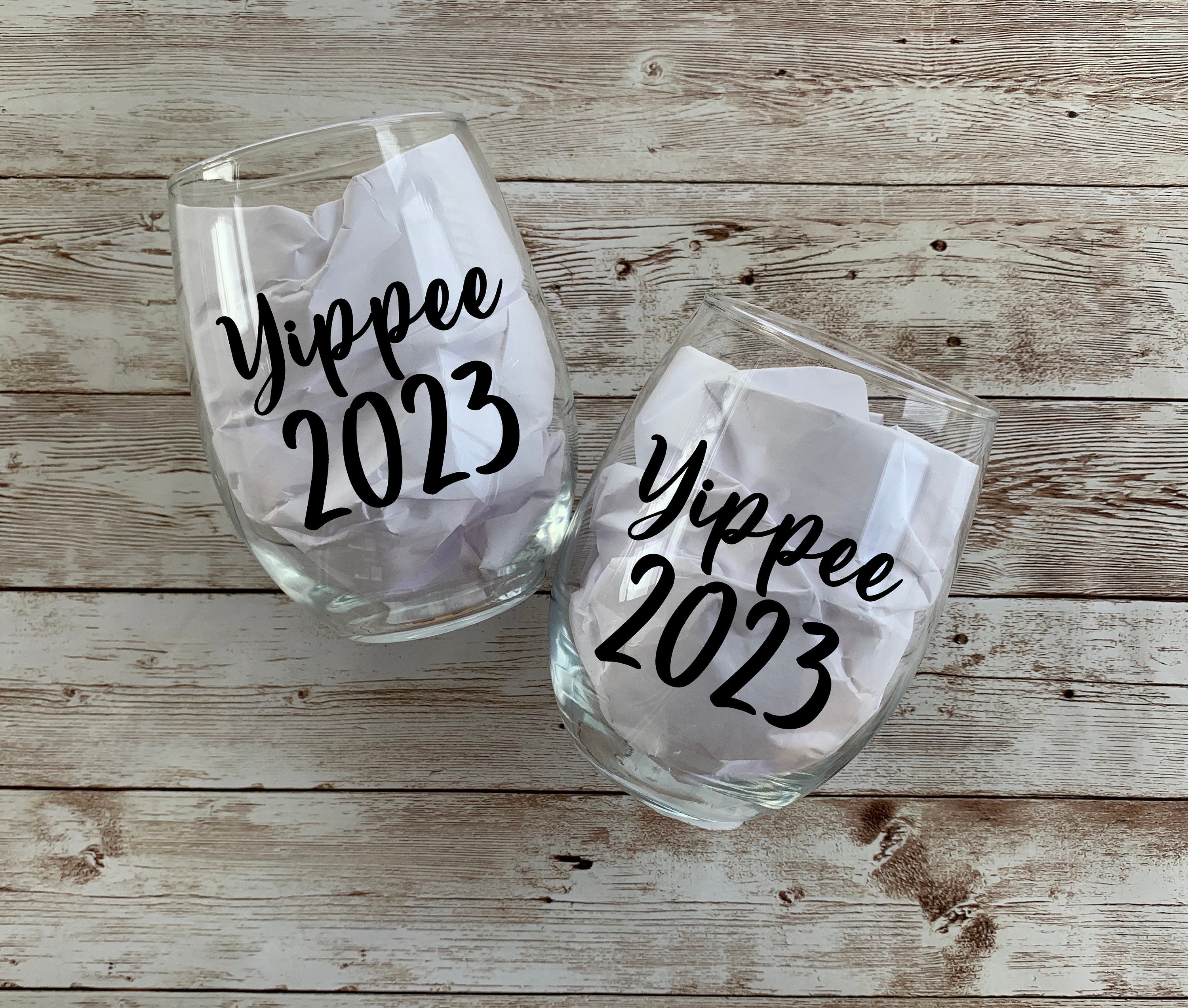 Yippee 2023 Wine Glass, New Year's 2023 Wine Glass, New Year's Eve Party Favor, Christmas Gift
