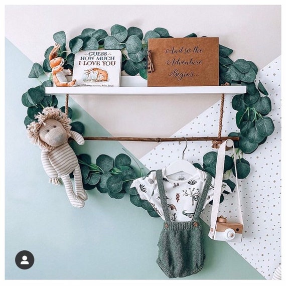 nursery shelves with rail