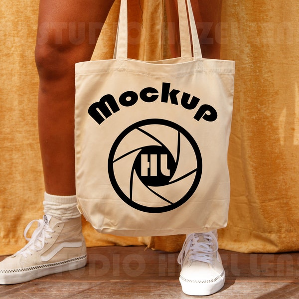 Black woman tote mock-up, EC8000 tote lifestyle mocks, girl with blank canvas bag, psd bag mockup, spring-styled beige cotton tote mock ups